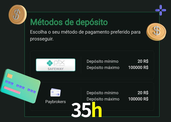 O cassino 35h oferece uma grande variedade de métodos de pagamento